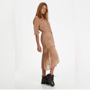 Saint Tropez Tan Ruffle Dress Medium
